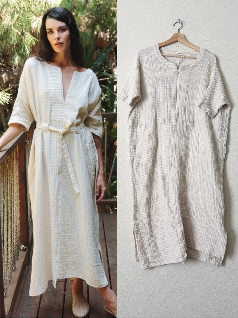 Oddbird M/L Ruya handwoven gauze cotton tunic in ivory
